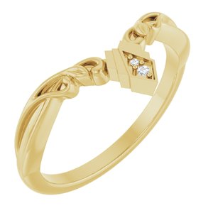 14K Yellow Gold Round 1 Mm .01 Ctw Natural Diamond Contour Band Size 7
