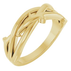14K Yellow Gold Polished Criss Cross Ring Size 7