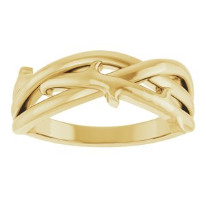 14K Yellow Gold Polished Criss Cross Ring Size 7
