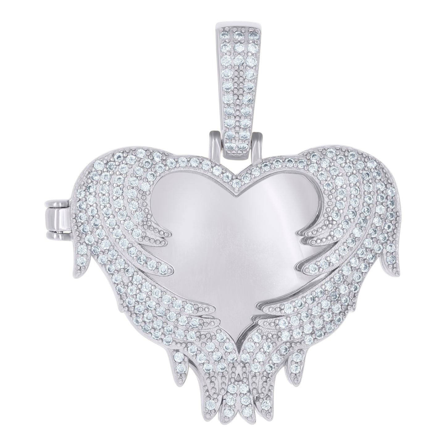 Sterling Silver Or Yellow-Tone Mens Cubic-Zirconia Heart Picture Frame Charm Pendant