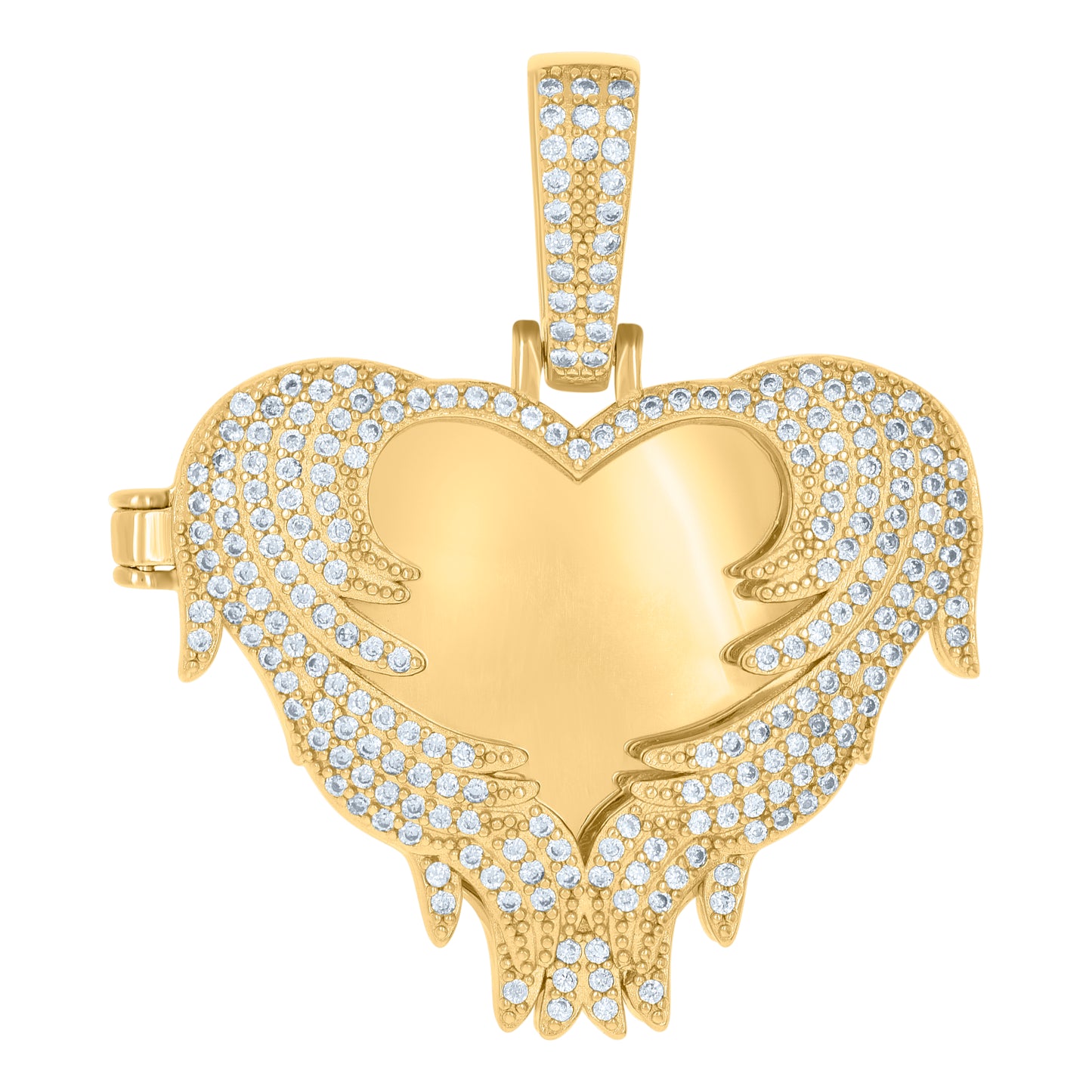 Sterling Silver Or Yellow-Tone Mens Cubic-Zirconia Heart Picture Frame Charm Pendant