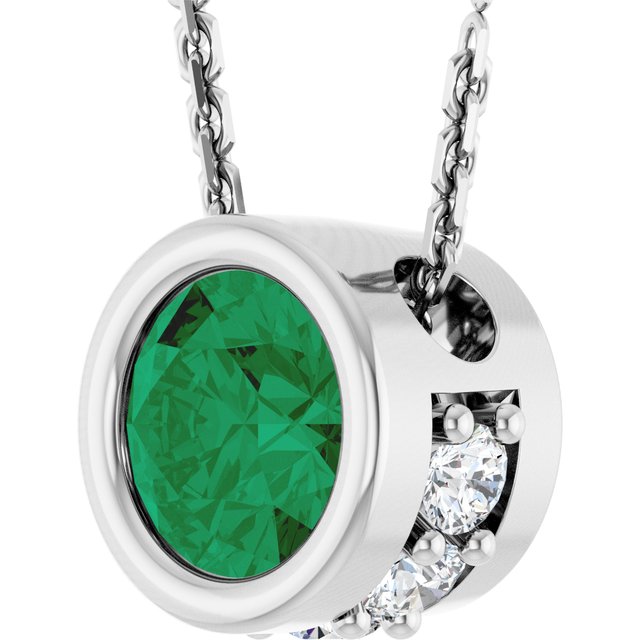 14K Yellow Or White Gold Round 4Mm I1, G-H 18 In Polished Natural Gem And .07 Ctw Natural Diamond Hidden Halo Necklace
