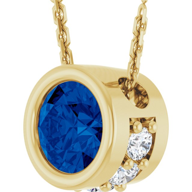 14K Yellow Or White Gold Round 4Mm I1, G-H 18 In Polished Natural Gem And .07 Ctw Natural Diamond Hidden Halo Necklace