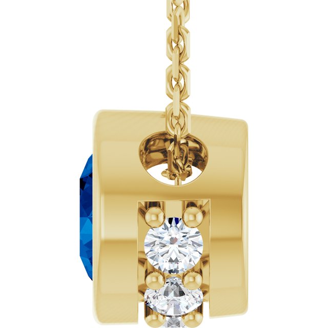 14K Yellow Or White Gold Round 4Mm I1, G-H 18 In Polished Natural Gem And .07 Ctw Natural Diamond Hidden Halo Necklace