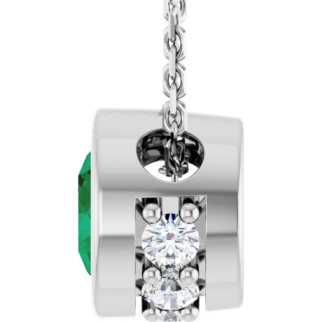 14K Yellow Or White Gold Round 4Mm I1, G-H 18 In Polished Natural Gem And .07 Ctw Natural Diamond Hidden Halo Necklace