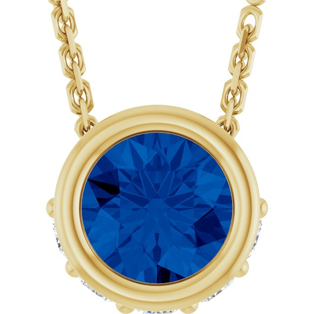 14K Yellow Or White Gold Round 4Mm I1, G-H 18 In Polished Natural Gem And .07 Ctw Natural Diamond Hidden Halo Necklace