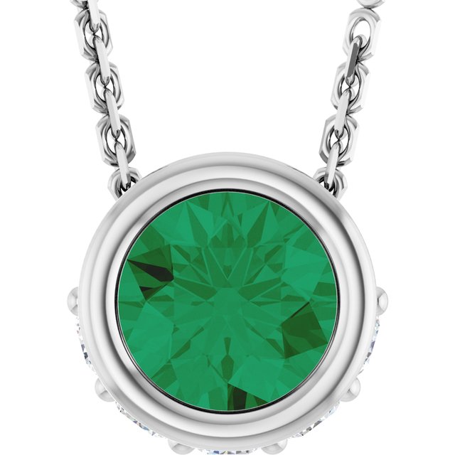 14K Yellow Or White Gold Round 4Mm I1, G-H 18 In Polished Natural Gem And .07 Ctw Natural Diamond Hidden Halo Necklace