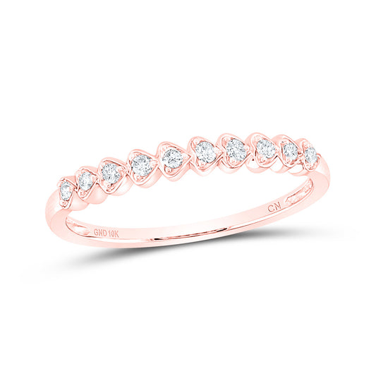 10K Rose Gold Womens Round Diamond Stackable Band Ring 1/10 Cttw, Womens Size: 5-10