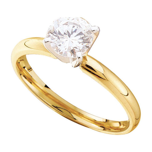 14K Yellow Gold Womens Round Diamond Solitaire Bridal Wedding Engagement Ring 1 Cttw, Womens Size: 5-10