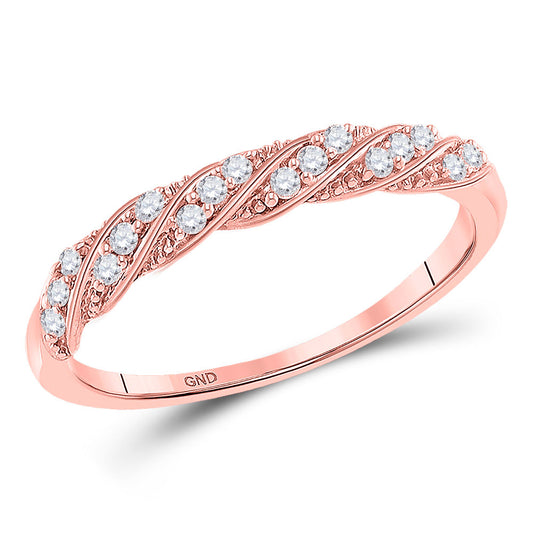 10K Rose Gold Womens Round Diamond Stackable Band Ring 1/8 Cttw, Womens Size: 5-10