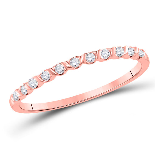 10K Yellow Or Rose Gold Womens Round Diamond Stackable Band Ring , Womens Size: 5-10