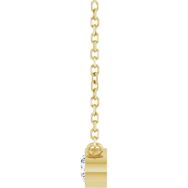 14K Yellow Gold Round 3.5Mm I1, Gh 16-18 In Polished 1/6 Ct Natural Diamond Solitaire Necklace