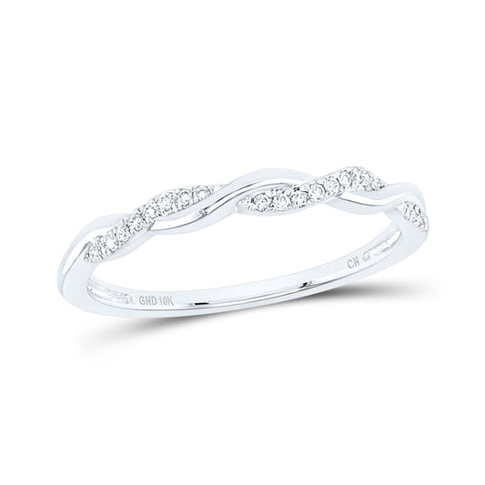 10K White Or Yellow Gold Womens Round Diamond Twist Stackable Band Ring , Womens Size: 5-10