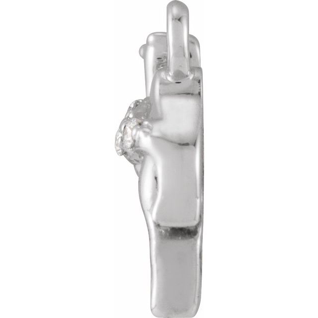 14K Yellow Or White Or Rose Gold Round.8Mm  Si1-Si2, G-H 9.5 X 7.75 Mm Polished Petite Pave .015 Ctw Natural Diamond Camel Dangle