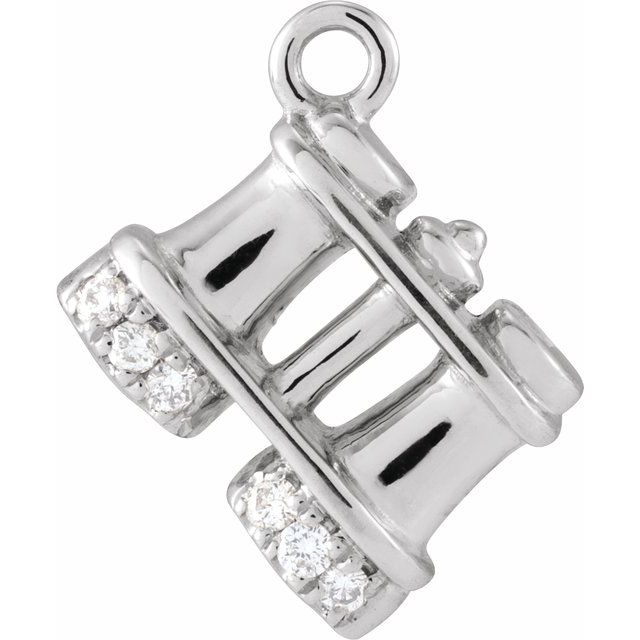 14K Yellow Or White Or Rose Gold Round1Mm  Si1-Si2, G-H 10.35 X 6.9 Mm Polished Petite Pave .03 Ctw Natural Diamond Binoculars Dangle