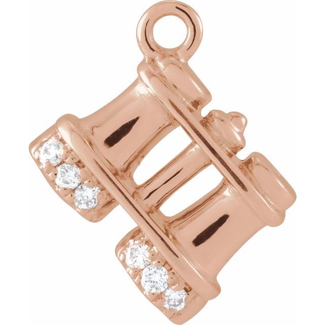 14K Yellow Or White Or Rose Gold Round1Mm  Si1-Si2, G-H 10.35 X 6.9 Mm Polished Petite Pave .03 Ctw Natural Diamond Binoculars Dangle
