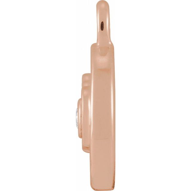 14K Yellow Or White Or Rose Gold Round1.3Mm  Si1-Si2, G-H 10.96 X 7.1 Mm Polished Petite Pave .01 Ct Natural Diamond Par Avion Stamp Dangle