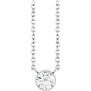 14K White Gold Round 4Mm Gh I1 1/5 Ct Natural Diamond Solitaire Necklace, Length: 18 In
