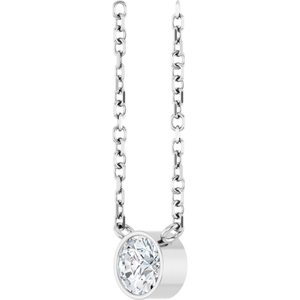 14K White Gold Round 4Mm Gh I1 1/5 Ct Natural Diamond Solitaire Necklace, Length: 18 In
