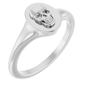 Sterling Silver 9.5 X 7.1 Mm Polished Skull Signet Ring Size 7