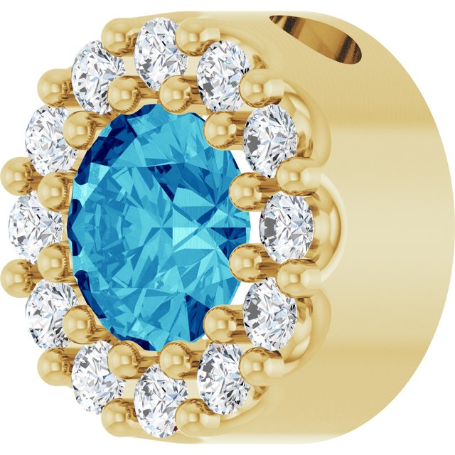14K Yellow Or White Or Rose Gold Round I1, G-H Polished Natural Gemstone And Natural Diamond Halo-Style Pendant