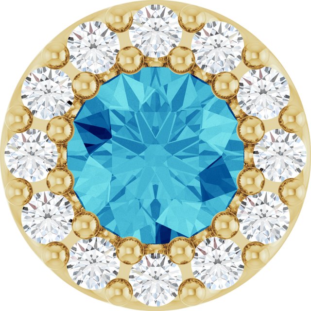 14K Yellow Or White Or Rose Gold Round I1, G-H Polished Natural Gemstone And Natural Diamond Halo-Style Pendant