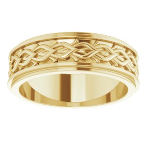 14k Yellow Or White Or Rose Gold Double Stepped-Edge Sculptural Flat Band