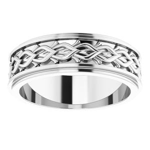 10k Yellow Or White Or Rose Gold Double Stepped-Edge Sculptural Flat Band