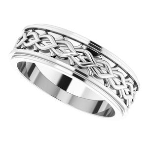 Continuum Sterling Silver Double Stepped-Edge Sculptural Flat Band