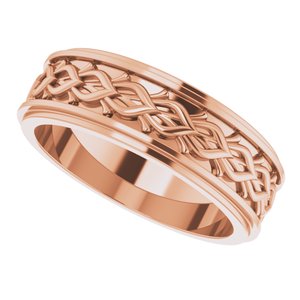 14k Yellow Or White Or Rose Gold Double Stepped-Edge Sculptural Flat Band