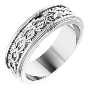 14k Yellow Or White Or Rose Gold Double Stepped-Edge Sculptural Flat Band