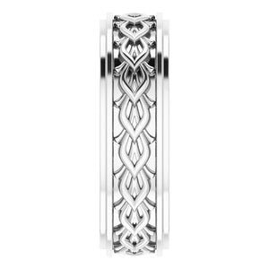 Continuum Sterling Silver Double Stepped-Edge Sculptural Flat Band