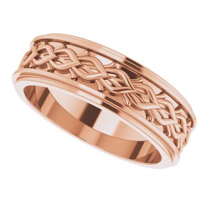 10k Yellow Or White Or Rose Gold Double Stepped-Edge Sculptural Flat Band