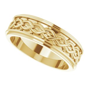 10k Yellow Or White Or Rose Gold Double Stepped-Edge Sculptural Flat Band