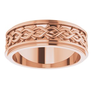 10k Yellow Or White Or Rose Gold Double Stepped-Edge Sculptural Flat Band