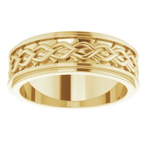10k Yellow Or White Or Rose Gold Double Stepped-Edge Sculptural Flat Band