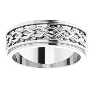 14k Yellow Or White Or Rose Gold Double Stepped-Edge Sculptural Flat Band