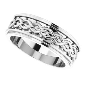 Continuum Sterling Silver Double Stepped-Edge Sculptural Flat Band