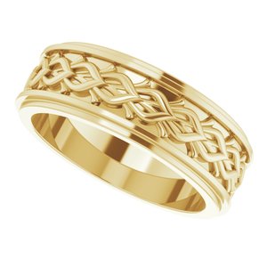 14k Yellow Or White Or Rose Gold Double Stepped-Edge Sculptural Flat Band