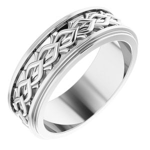 14k Yellow Or White Or Rose Gold Double Stepped-Edge Sculptural Flat Band