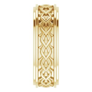 18k Yellow Or White Or Rose Gold Double Stepped-Edge Sculptural Flat Band