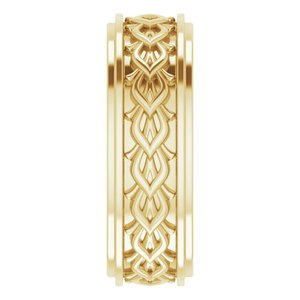 10k Yellow Or White Or Rose Gold Double Stepped-Edge Sculptural Flat Band