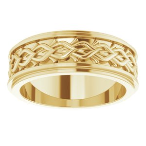 18k Yellow Or White Or Rose Gold Double Stepped-Edge Sculptural Flat Band