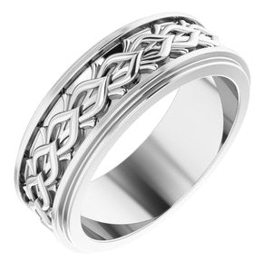 Platinum Double Stepped-Edge Sculptural Flat Band