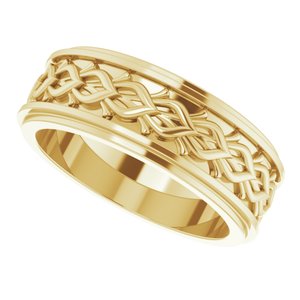 18k Yellow Or White Or Rose Gold Double Stepped-Edge Sculptural Flat Band
