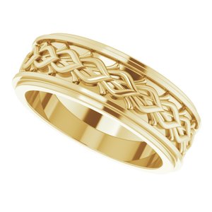 18k Yellow Or White Or Rose Gold Double Stepped-Edge Sculptural Flat Band