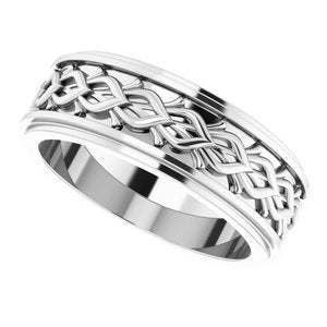 Platinum Double Stepped-Edge Sculptural Flat Band