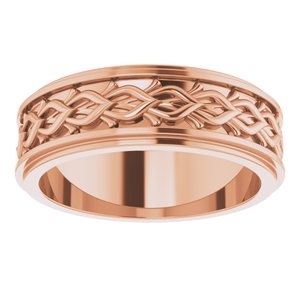 18k Yellow Or White Or Rose Gold Double Stepped-Edge Sculptural Flat Band