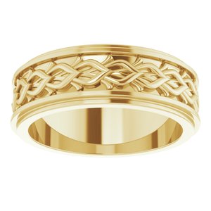 18k Yellow Or White Or Rose Gold Double Stepped-Edge Sculptural Flat Band