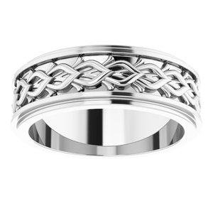 10k Yellow Or White Or Rose Gold Double Stepped-Edge Sculptural Flat Band